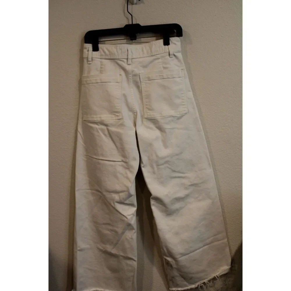 Zara marine straight raw hem white jeans size 8 - Picture 6 of 6